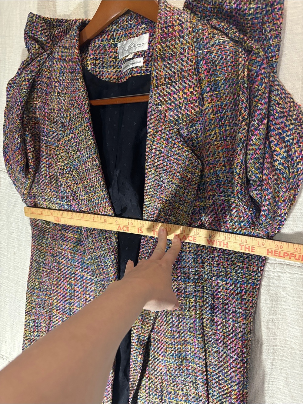 Vintage Earl Rutenberg 100% Handwoven Silk Tweed Blazer Jacket Medium EUC - Picture 5 of 7